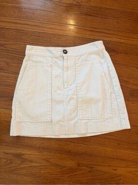 H&M Cream Corduroy Mini Skirt with Front Patch Pockets